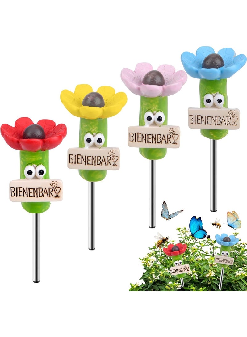 SYOSI Bee Watering Station Set, Durable Outdoor Bee Hydration Kit, Flower-Shaped Drinking Cups with Floating Sticks, Garden Water Feeders for Bees, Butterflies & Beneficial Insects (4-Piece) - Image 1